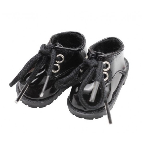 Обувь для куклы "Кожаные ботинки", цвет: черный лаковый, длина 5 см 